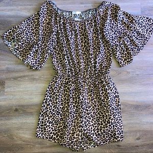 NWT Cheetah Romper with butterfly sleeves-Boutique